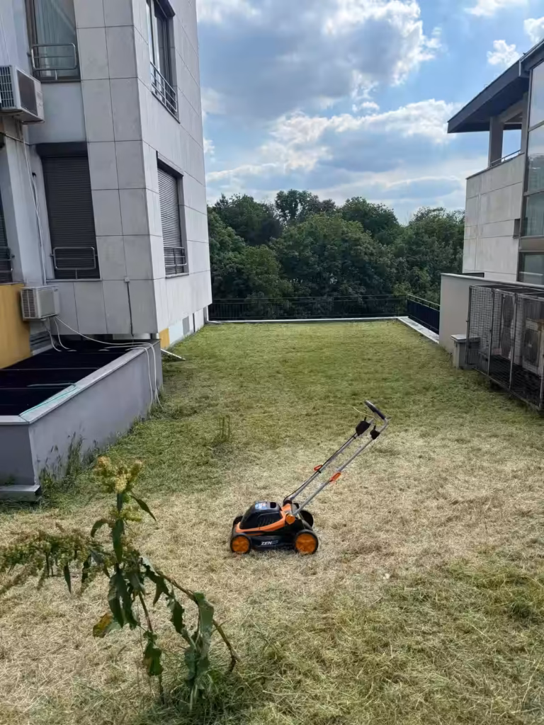 Široki kadar sređenog, čistog i negovanog porodičnog dvorišta.